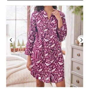 Garnet Hill Organic Pima Cotton Flannel Sleepshirt size Small Sleep nightgown
